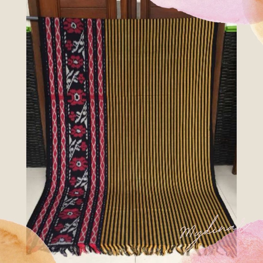 Kain Batik Motif Salur Warna Kuning bunga mawar merah kain lurik bahan dress baju kerja kaen batik s