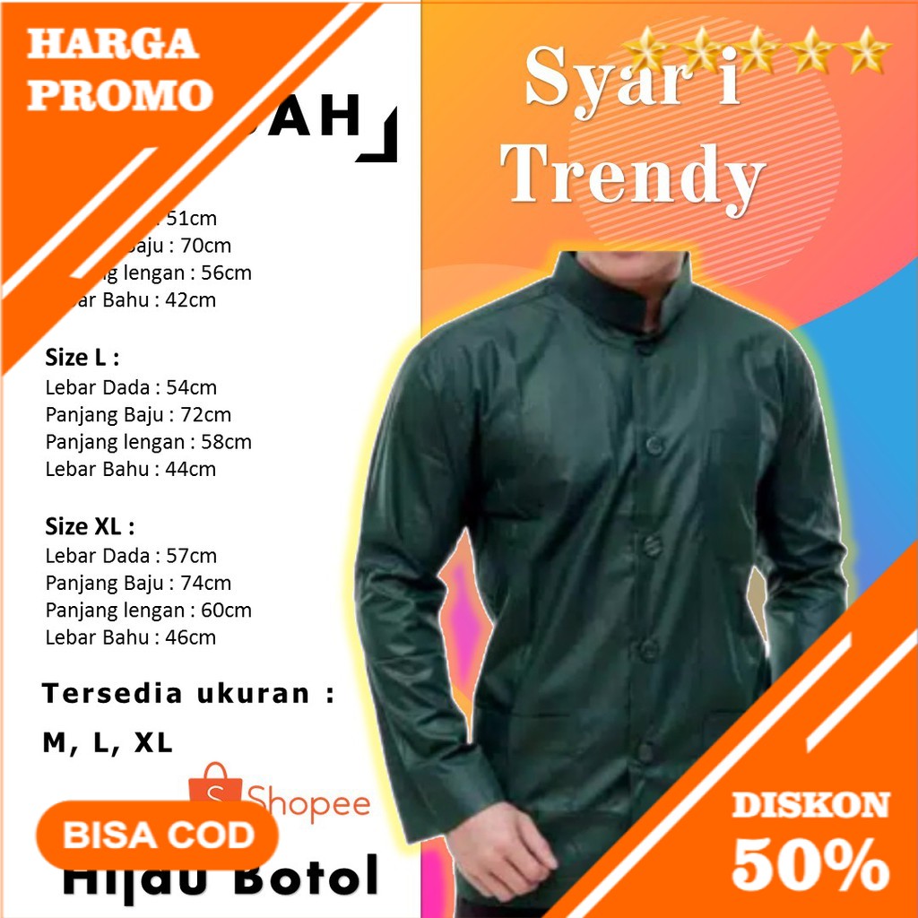 COD BAJU KOKO PRIA KOKO DEWASA BAJU KOKO LENGAN PANJANG BAJU KOKO HAIBAH AMMU BAJU KOKO HIJAU BOTOL