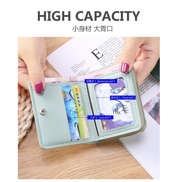 Dompet Lipat Dompet Compact Wanita Import Korean Style dengan slot koin