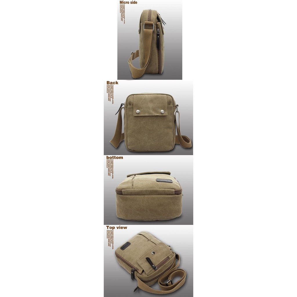 Unik BA06662 Tas Multifungsi Pria Kecil Tas Bahu Selempang Kanvas Tablet   Cokelat Tua Diskon