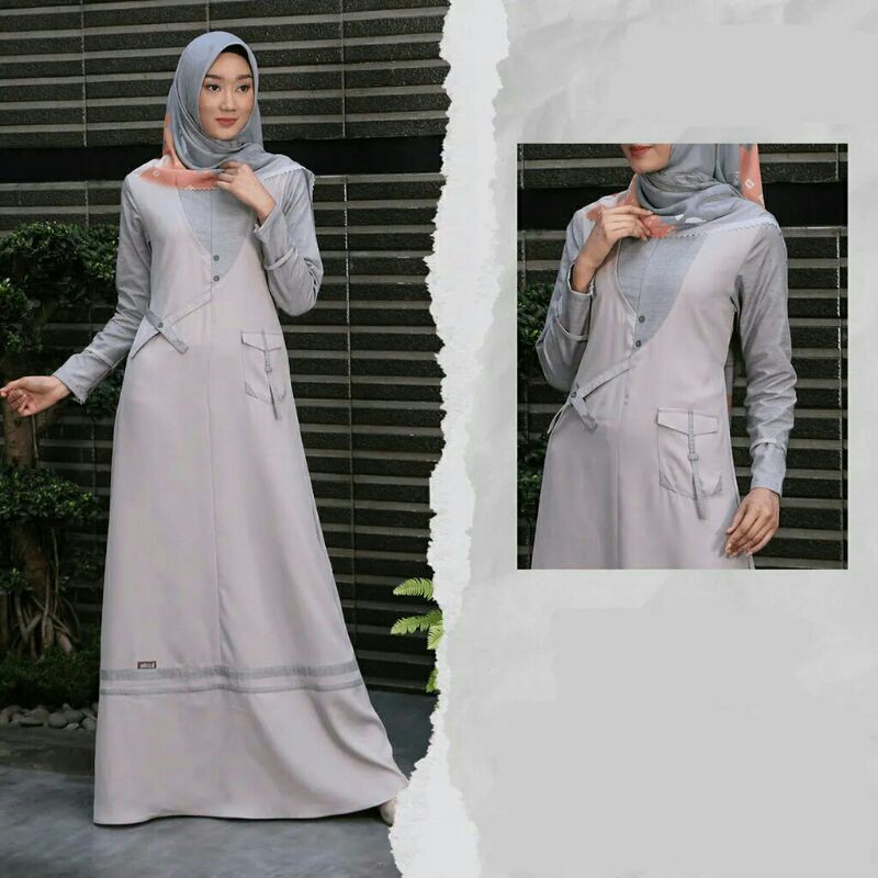 gamis Ethica Ayumi 193 abu biru dan hitam