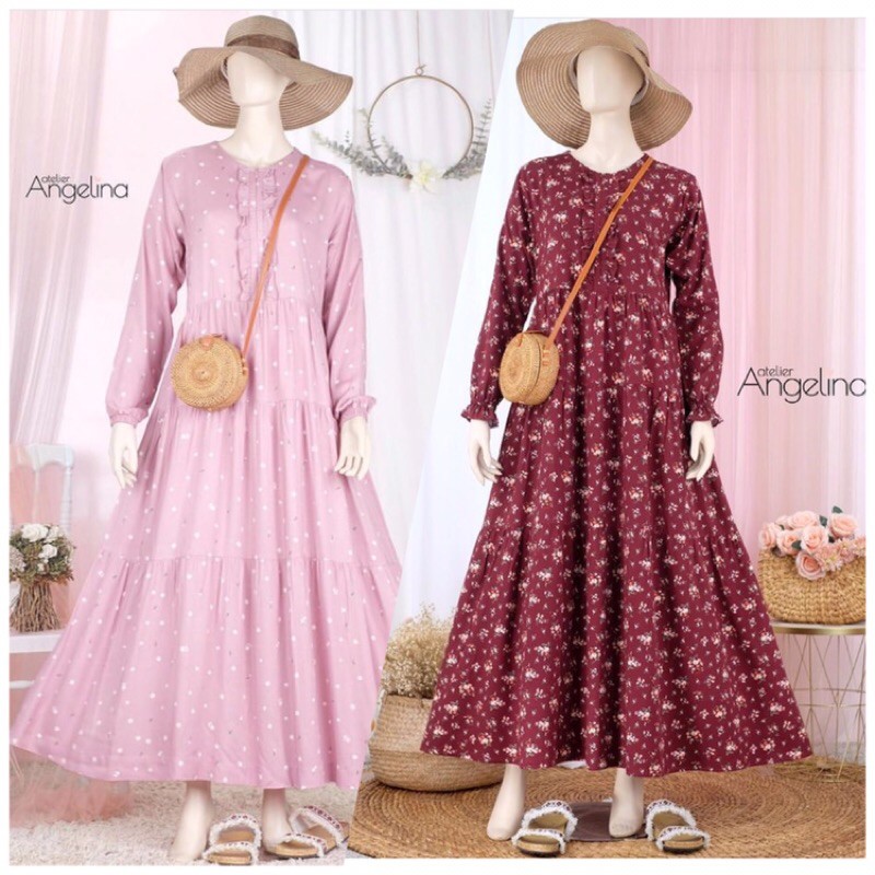 Bella dress Atelier angelina Primrose Maroon s Tiny Rose S Daisy dusty pink  S