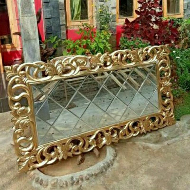 Cermin ukir bevel gold