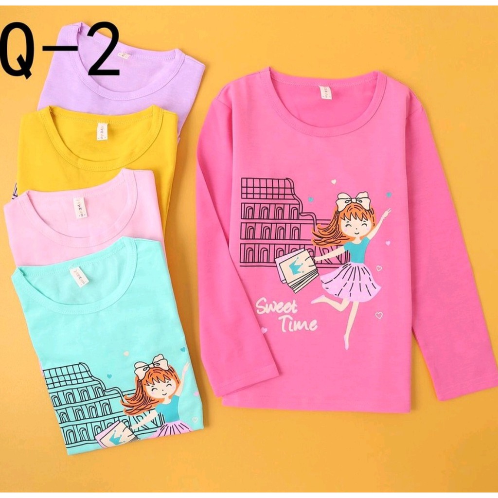 KAOS ANAK PEREMPUAN IMPORT/KAOS LENGAN PANJANG ANAK PEREMPUAN/ KAOS PANJANG ANAK