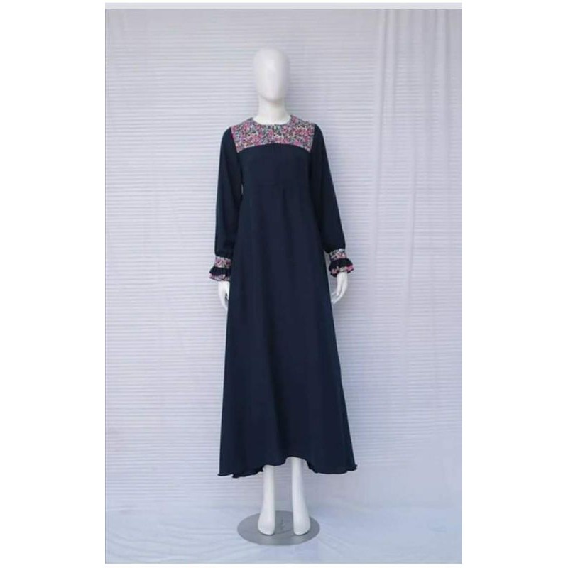 gamis wolfis kombinasi motif bunga gamis wollpeach murah