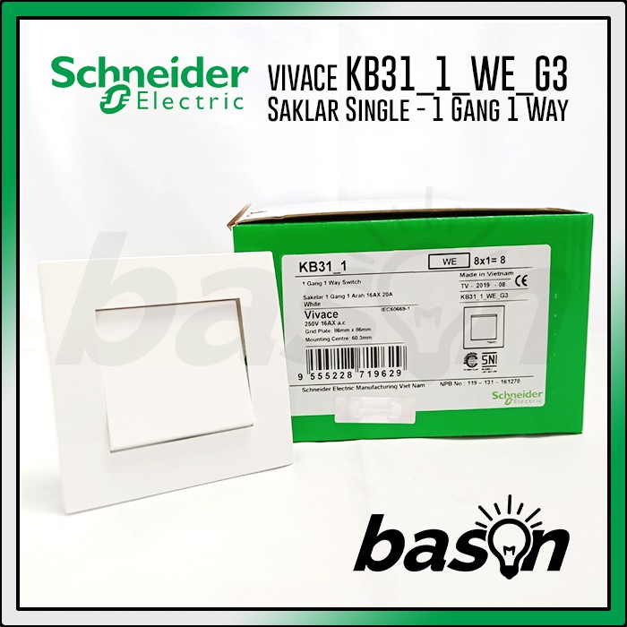 SCHNEIDER Vivace 1 Gang 1 Way Switch - Saklar 1 Tombol 1 Arah