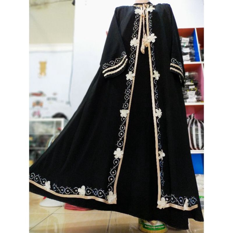 Abaya Aurora Best Seller Abaya Jetblack Gamis khas Temboro