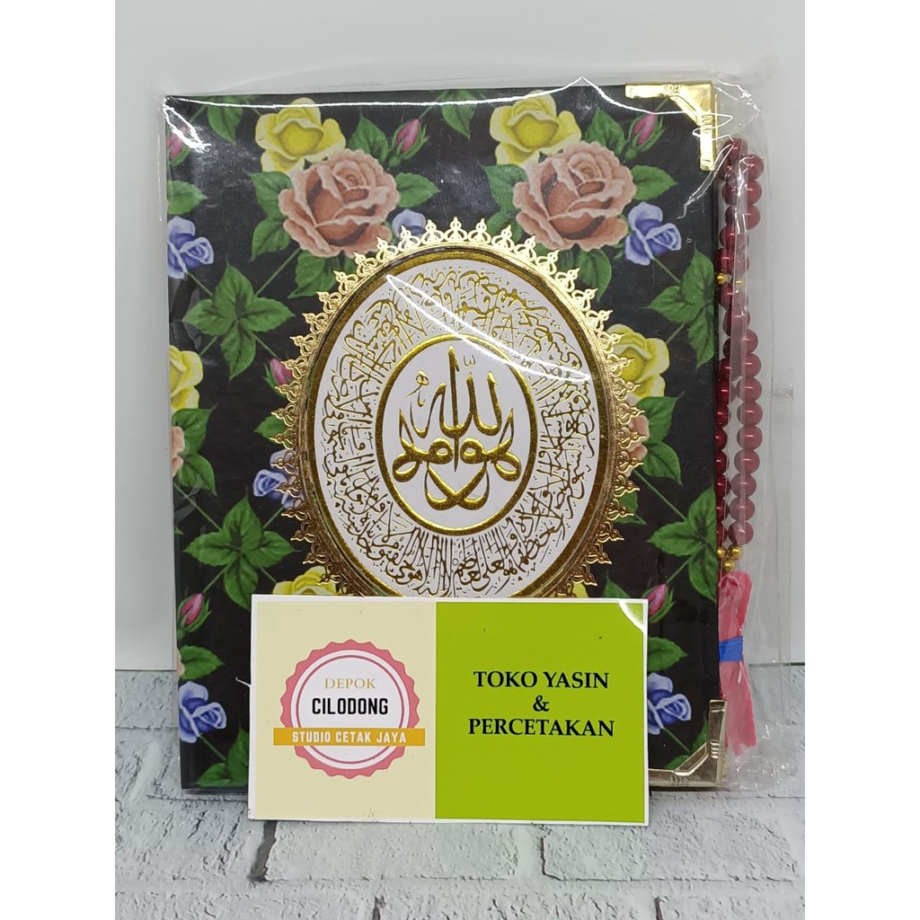Cetak Buku Yasin 176 Halaman Hard Cover Motif Bunga Free Tasbih + Siku