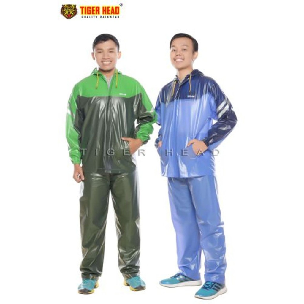 Jas Hujan Karet TIGER HEAD STRETCH PAJERO 68280 Elastis ASLI Jaket Celana Setelan Pria Wanita Dewasa