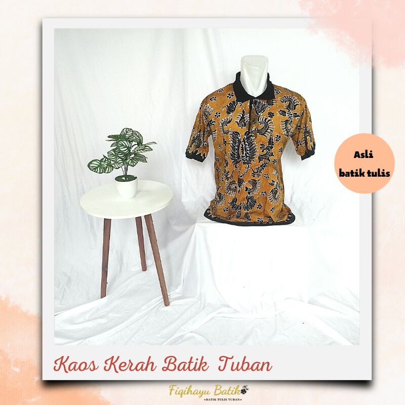 Kaos tshirt batik Tuban kerah pria atasan pekalongan jogja