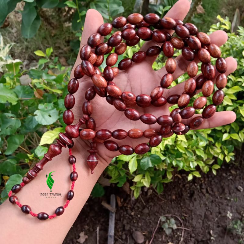 Tasbih Kayu Galih Nagasari Petir Ngurak Motif Oval Super 10mm x 15mm ,, Tasbih 99 Butir Kayu Langka Bertuah Nusantara