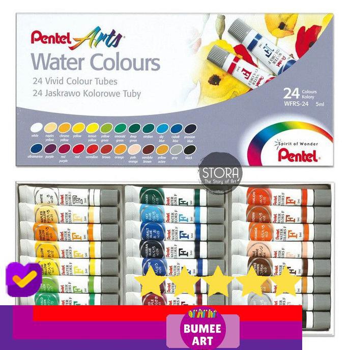 

TERLARIS HIGH QUALITY PENTEL WATER COLOUR SET 24 - PENTEL CAT AIR 24 WARNA PERALATAN MELUKIS ART SET