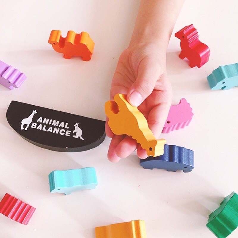 wooden animal balance - mainan latihan keseimbangan anak - mainan edukasi anak kado anak hadiah anak