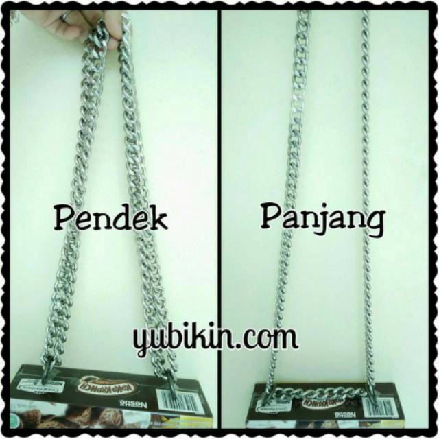 140cm Rantai Tas Panjang Pendek Aluminium 14x19mm Tebal Premium Silver Gelap