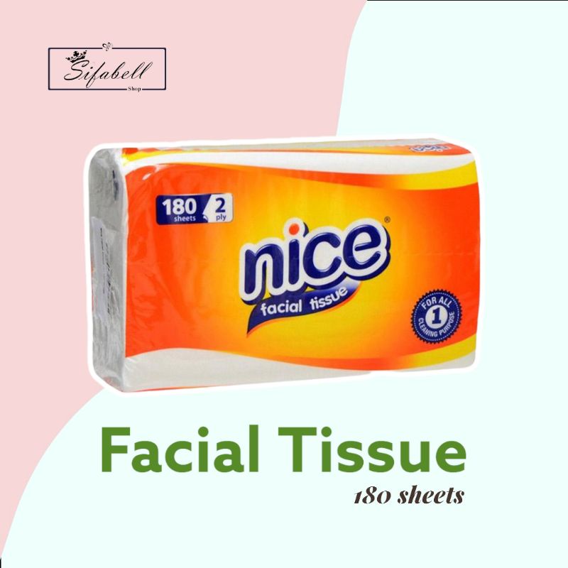 Tisu Nice 180 Sheet Nice Facial Tissue Soft Pack 2 ply