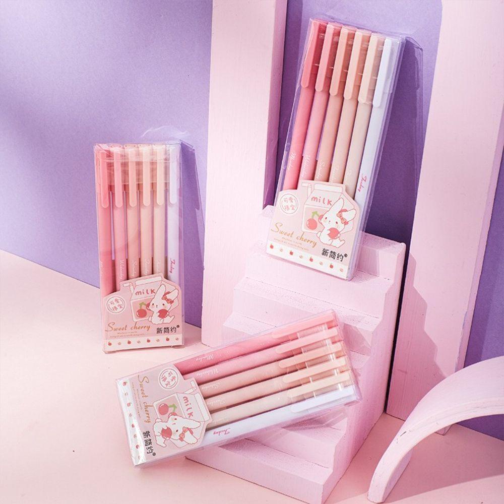 Lanfy Set Pulpen Tinta Hitam Lucu Vintage Minimalis Perlengkapan Kantor 0.38mm Pulpen Tulisan