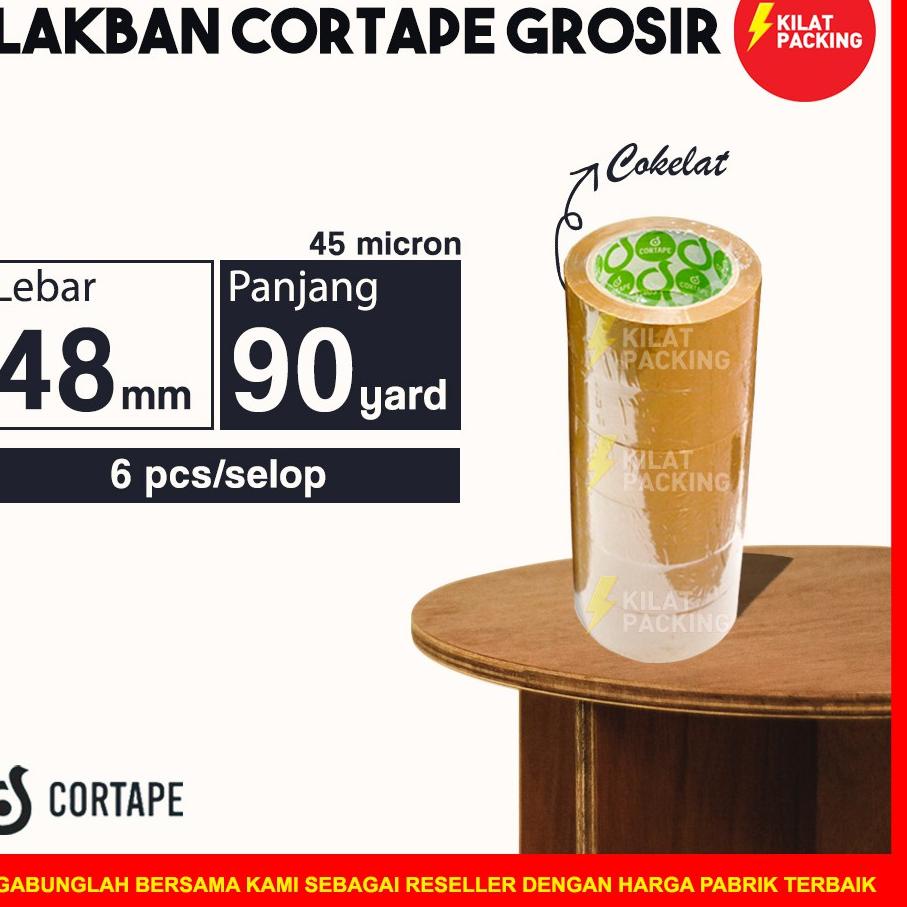 

Lakban Cortape Coklat 48 mm x 90 yard Ekonomis Ter1 Selop ✔