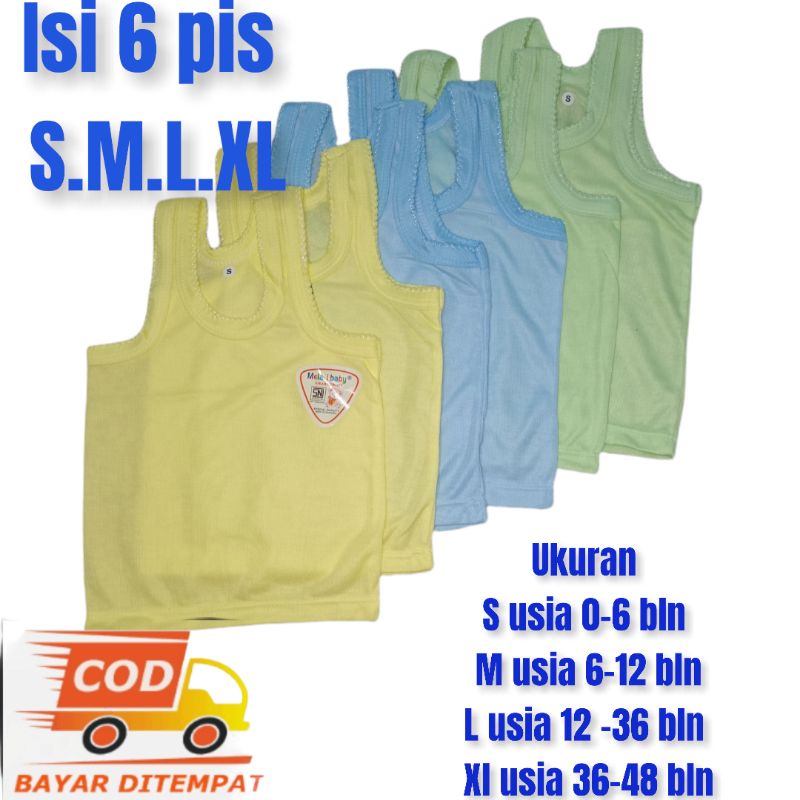 6 pis singlet warna terlaris S.M.L.XL