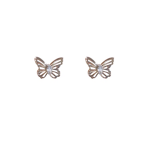 LRC Anting Tusuk Fashion Hollow Three-dimensional Butterfly Alloy Earrings K84758