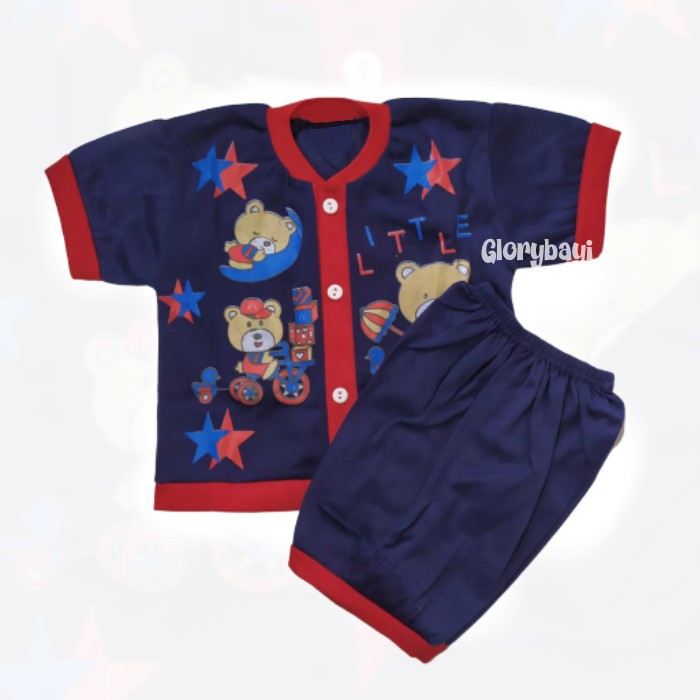 Setelan Baju Bayi Pendek Kancing