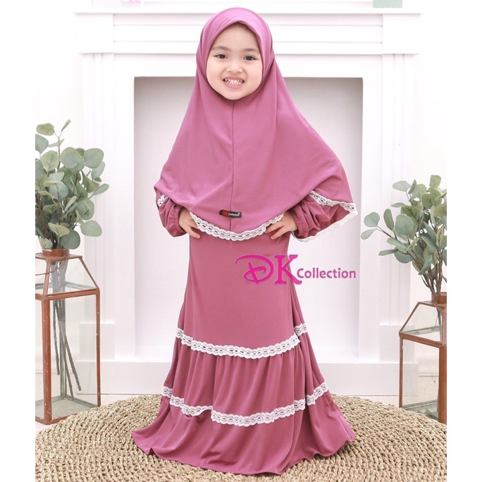 SET GAMIS JILBAB BAYI DAN ANAK DENGAN RENDA YANG LUCU