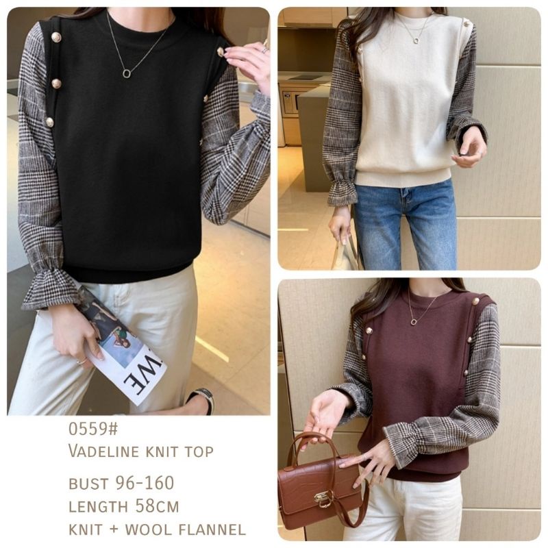 MDLV ~ 0559 VADELINE KNIT TOP // ATASAN RAJUT LENGAN PANJANG // FASHION IMPORT