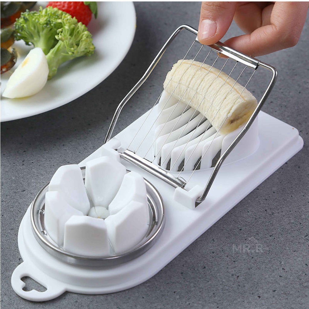 Alat Pemotong Telur Rebus Multifungsi 2 in 1 Pengiris Telor 2 in1 Bahan Plastik Egg Slicer &amp; Cutter