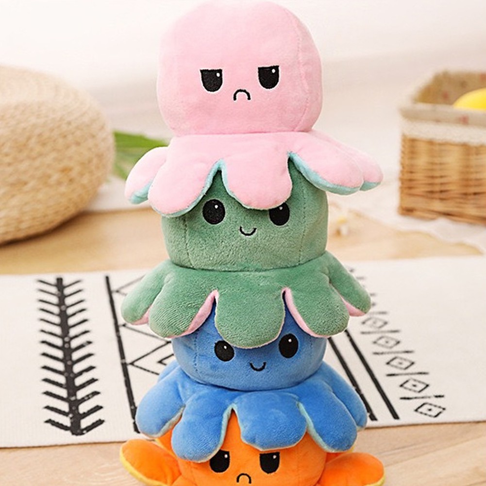 【TK】Mainan Boneka Gurita Warna-Warni Dapat Dibalik Bahan Plush Untuk Dekorasi Rumah Tiktok Mainan