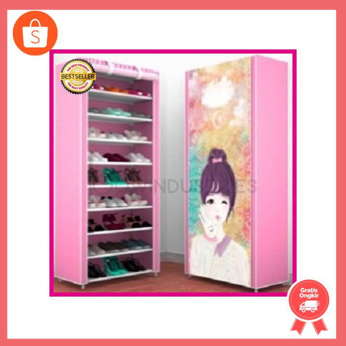 Rak Sepatu 10 Susun Karakter Rak Sepatu Plastik (Pink Girl)