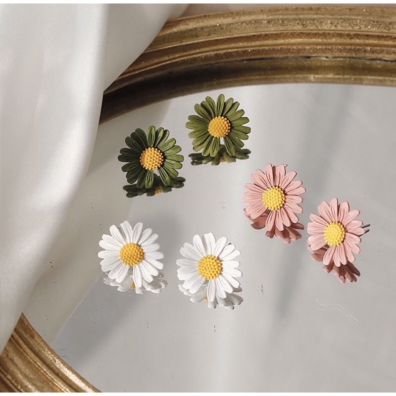 Anting Wanita Tusuk Korea Motif Bunga Daisy Flower Earing Lucu Terbaru Anting Petal Bentuk Flower-1