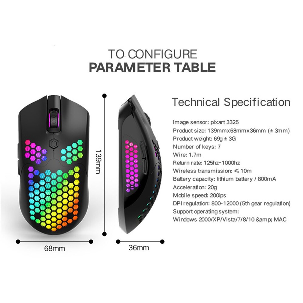 Ziyou Lang X2 Wired/Wireless Lightweight Gaming Mouse RGB - PMW 3325
