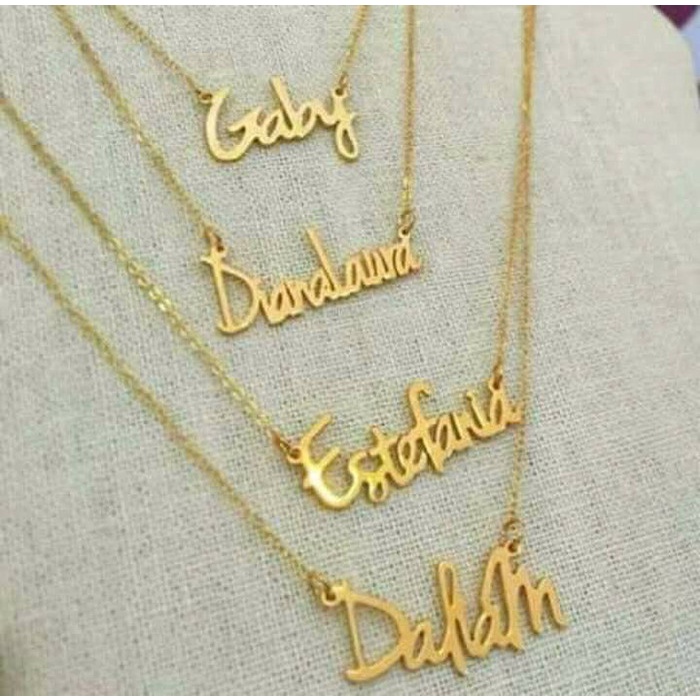 GROSIR & ECER Kalung nama lapis emas 24k - Putih bebas request nama