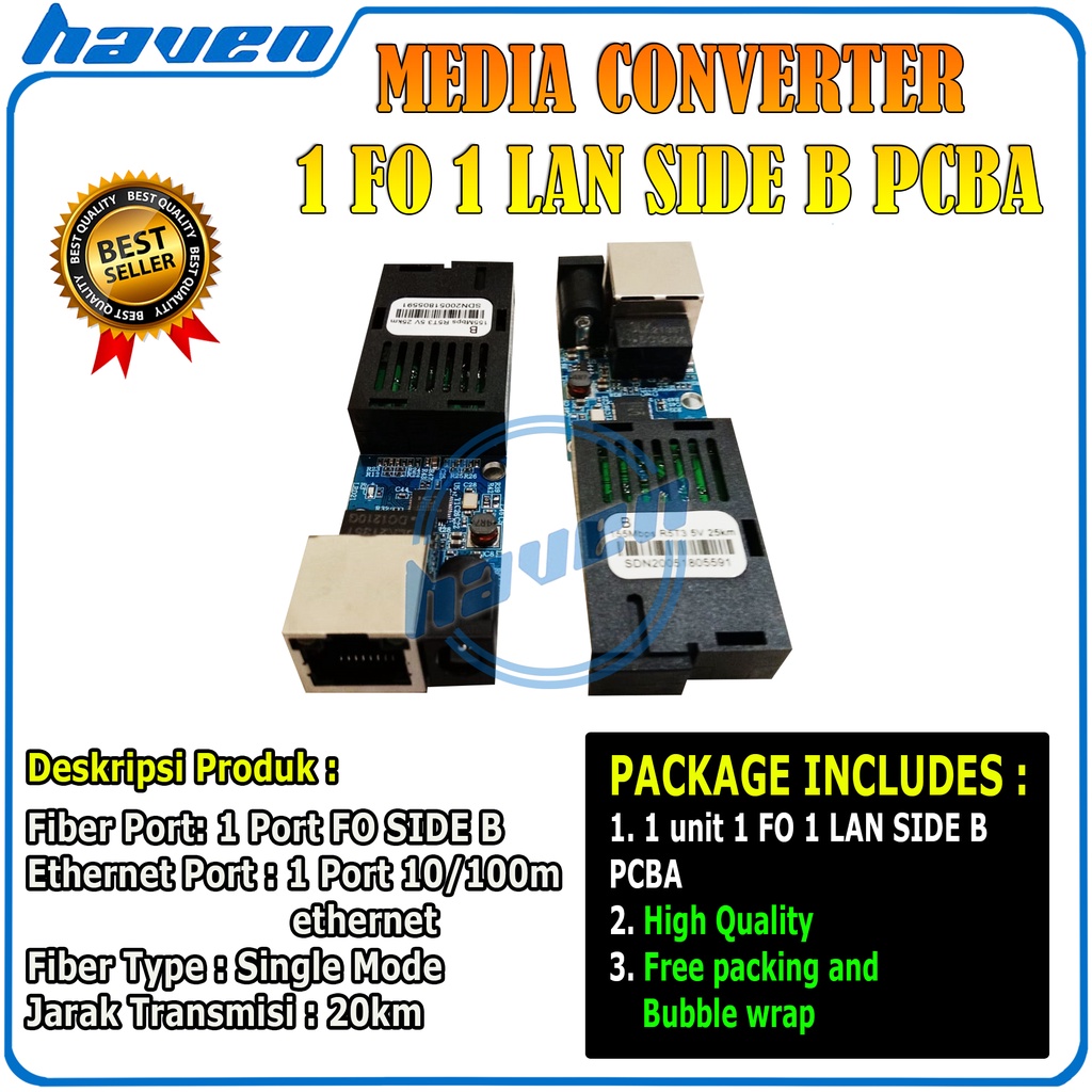 Media Converter 1 Port FO 1 Port LAN Mini HTB PCBA 10/100 / 1 FO 1 LAN