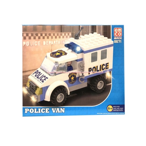 Emco 8671 Police Van Mainan Anak Brick Mobil Mobilan Polisi Mainan Brix Emco Brix Emco8671