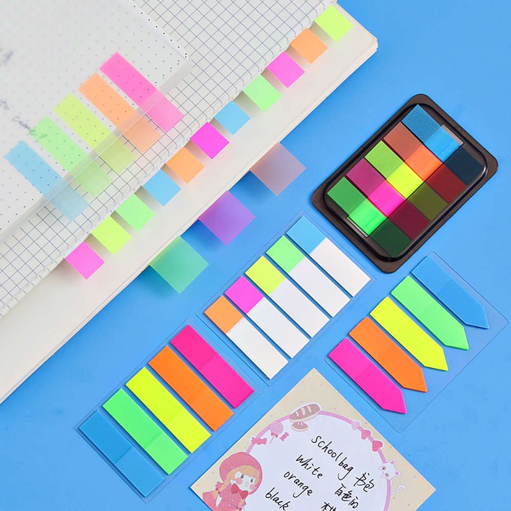 Lanfy Sticky Note Penanda Halaman Indeks Warna Fluorescent Untuk Kantor / Sekolah