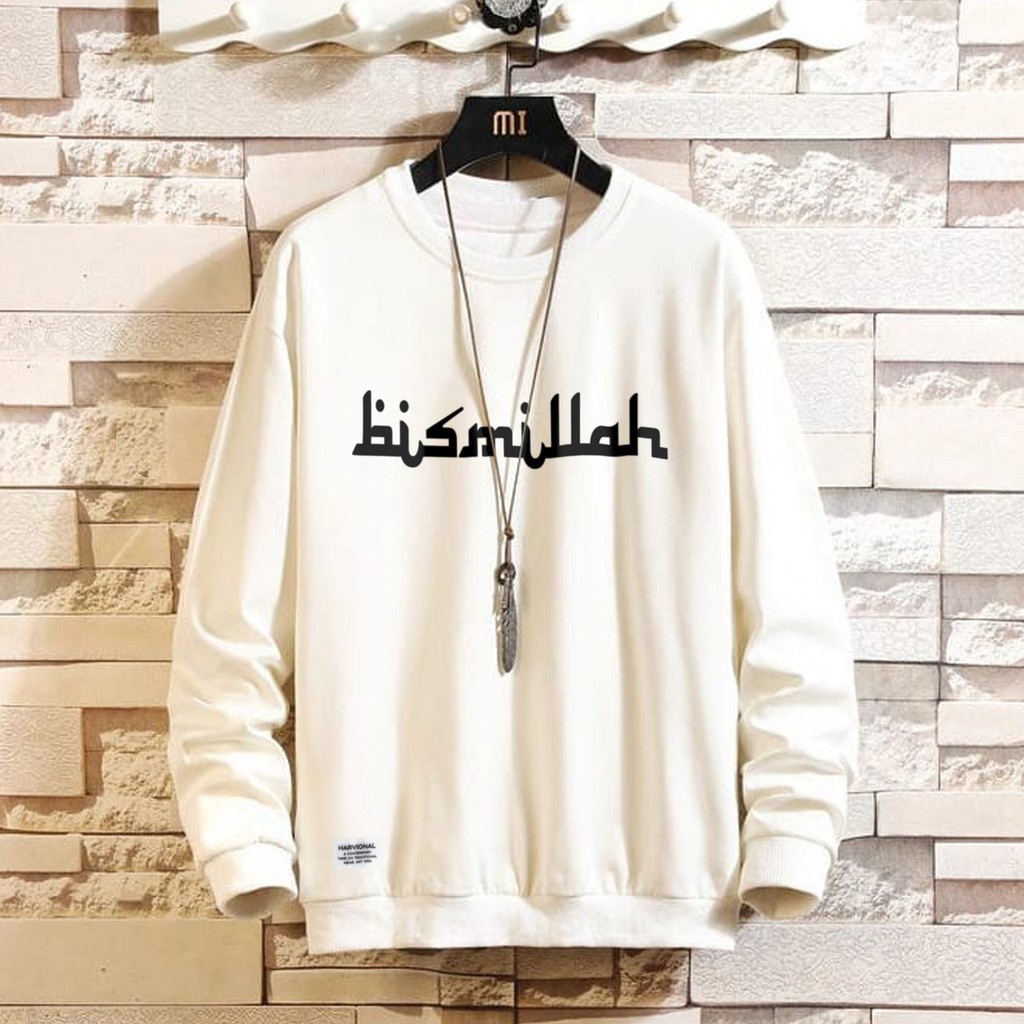 Parisdivarious Sweater Hoodie Sweatshirt Crewneck Bismillah Bahan Fleece Size S - XXL (Pria &amp; Wanita)