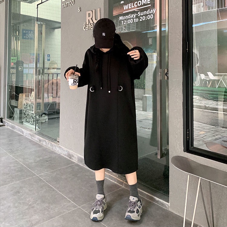 (cotton) ring buckle waist guard dress women's loose lazy style 2021 autumn new lower garment missin