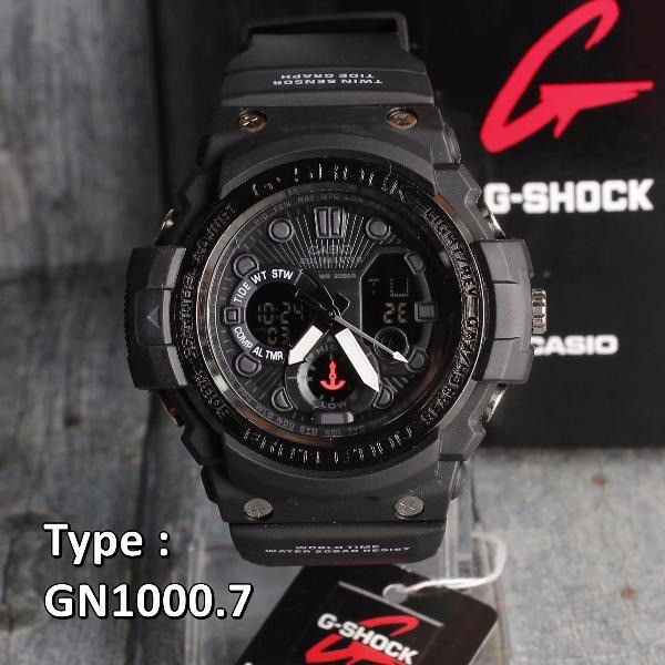 G Shock Full Hitam Black Casio GN1000 . Jam Tangan Pria Digital analog . SKMEI QNQ  D-19