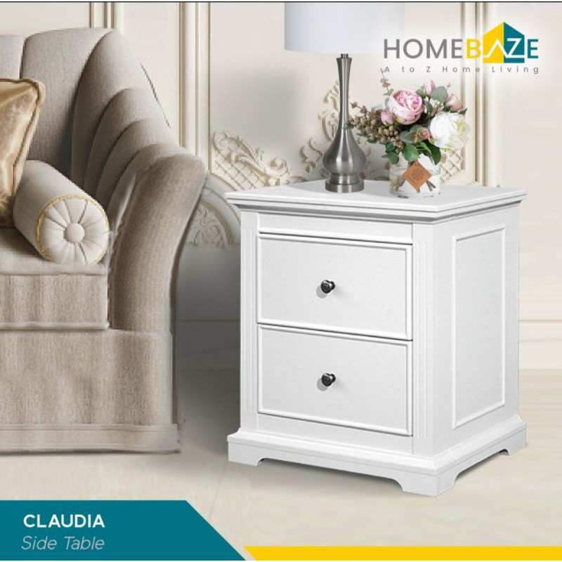 Meja Samping Side Table Bed Termurah Kualitas Ekpor White Doff Homebaze Shopee Indonesia
