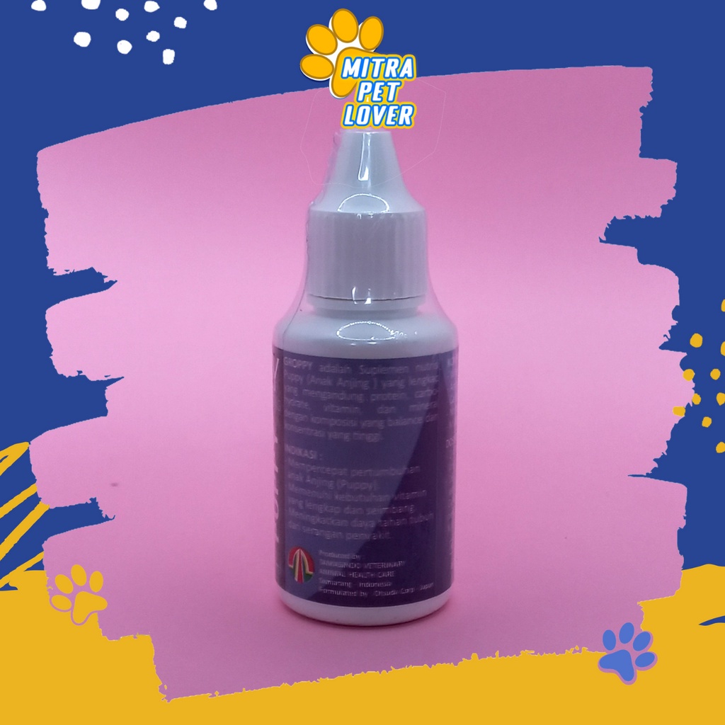 SUPLEMEN MEMPERCEPAT PERTUMBUHAN ANAK ANJING - GROPPY 30 ML ORIGINAL - VITAMIN NUTRISI PERTUMBUHAN ANJING DOG PUPPIES - TINGKATKAN IMUN TUBUH - PET ANIMAL HEALTHCARE AND VETERINARY TAMASINDO OBAT KESEHATAN TERNAK HEWAN BINATANG PELIHARAAN MITRAPETLOVER