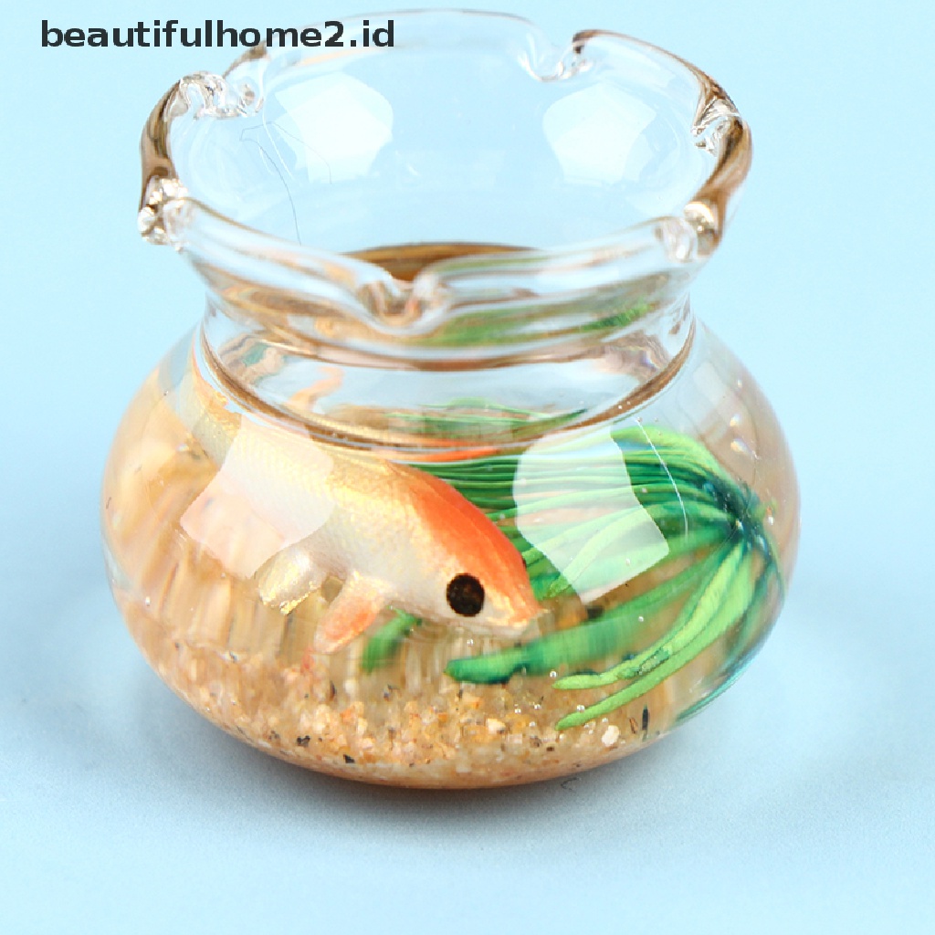 (beautifulhome2.id) Miniatur Akuarium Ikan Bahan Kaca Untuk Dekorasi Rumah Boneka