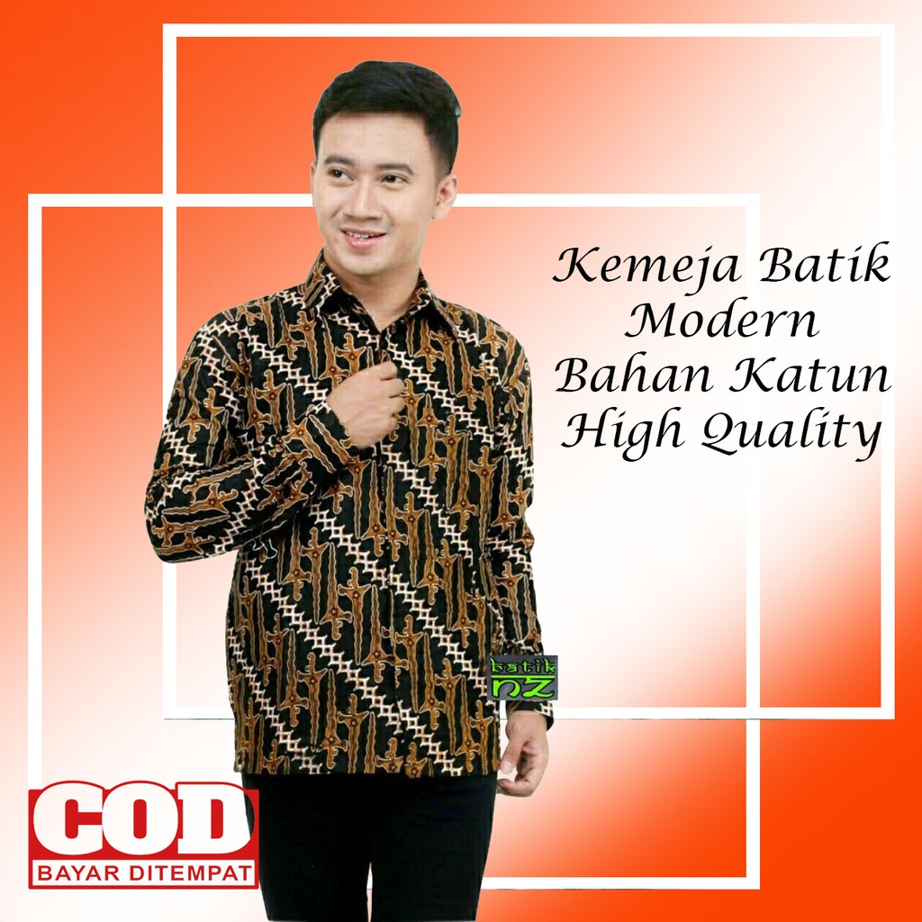 Batik Pria Terbaru Lengan Panjang Batik Nakula Modern Kemeja cowok kasual keren seragam kerja kantor