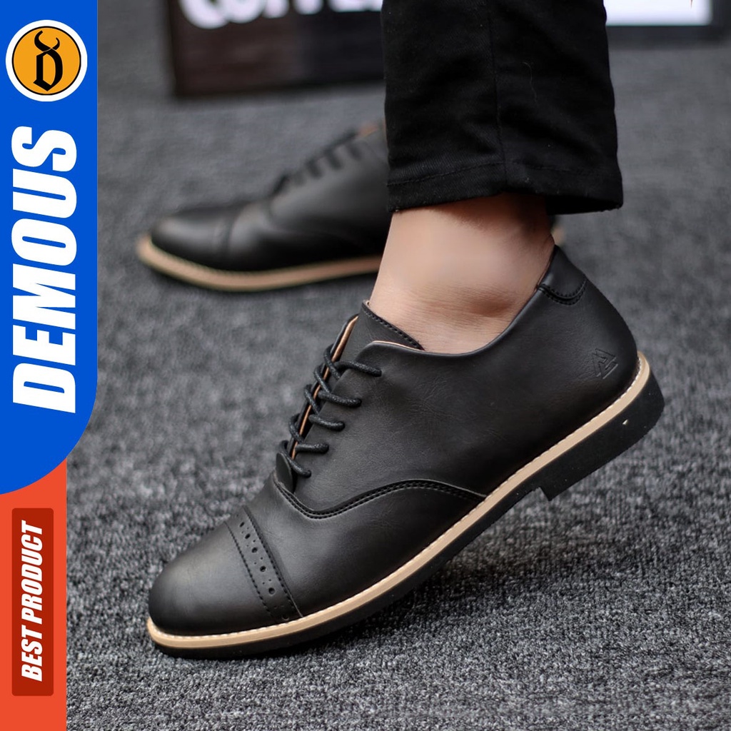 DEMOUS Saga - Sepatu Formal Pantofel Tali Kerja Pria Kulit Pu