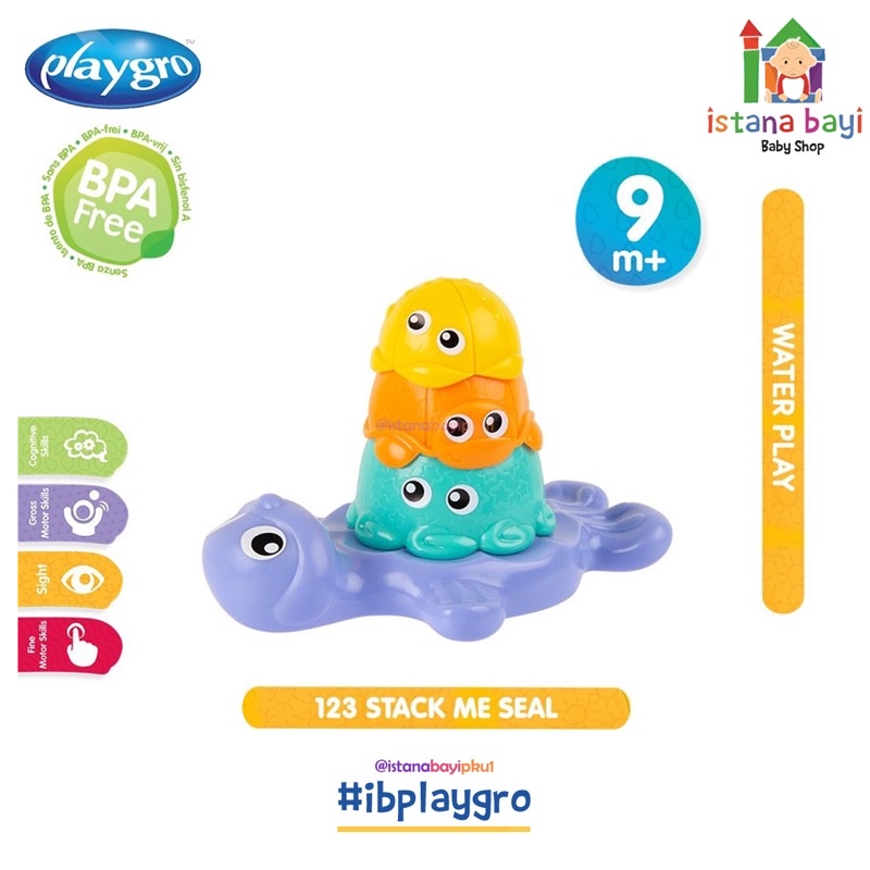 Playgro 123 Stack Me Seal - Mainan Mandi Anak