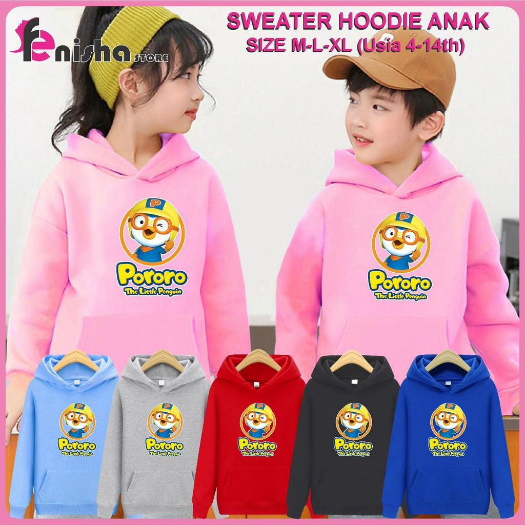 FenishaStore PORORO LITTLE PENGUIN Sweater Hoodie Atasan Dan Setelan Anak  Usia 4-14 Tahun Bisa Bayar Ditempat COD