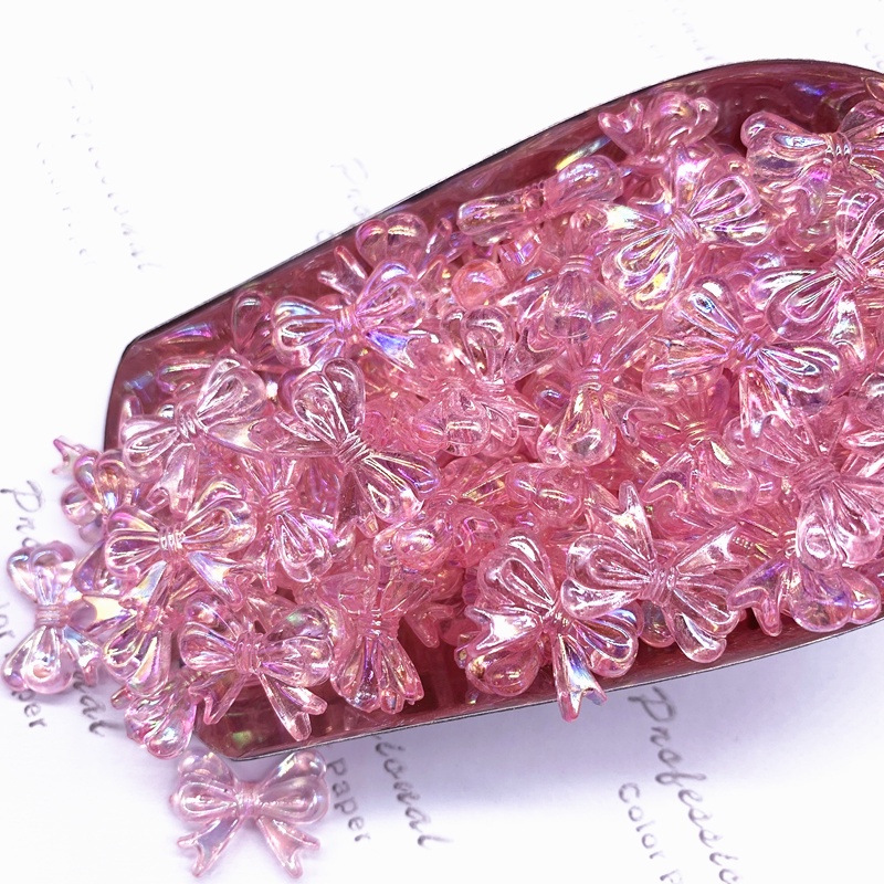 30pcs / lot 15x18mm AB Manik-Manik Akrilik Bentuk Pita Untuk DIY Perhiasan
