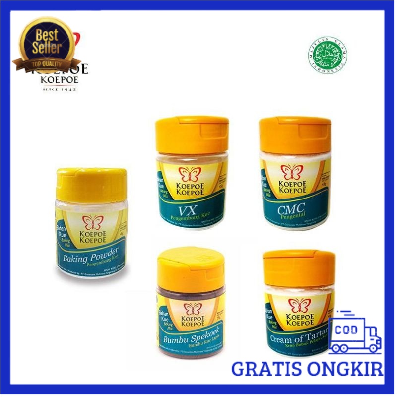 KOEPOE ( CREAM OF TARTAR/CMC/VX/BAKING POWDER/SODA KUE/PUTIH/NATRIUM BENZOT/CITROEB ZUUR )