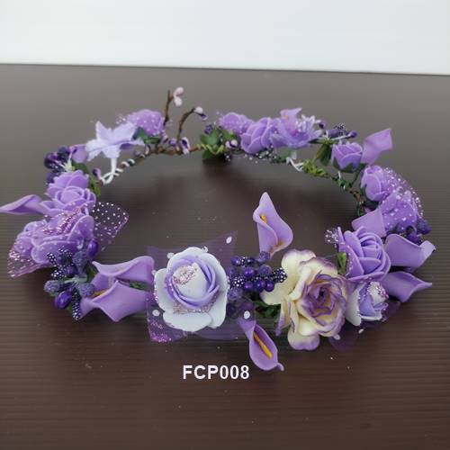[SIAP KIRIM] AKSESORIS BRIDAL SHOWER BRIDESMAID FLOWER CROWN UNGU FCP008