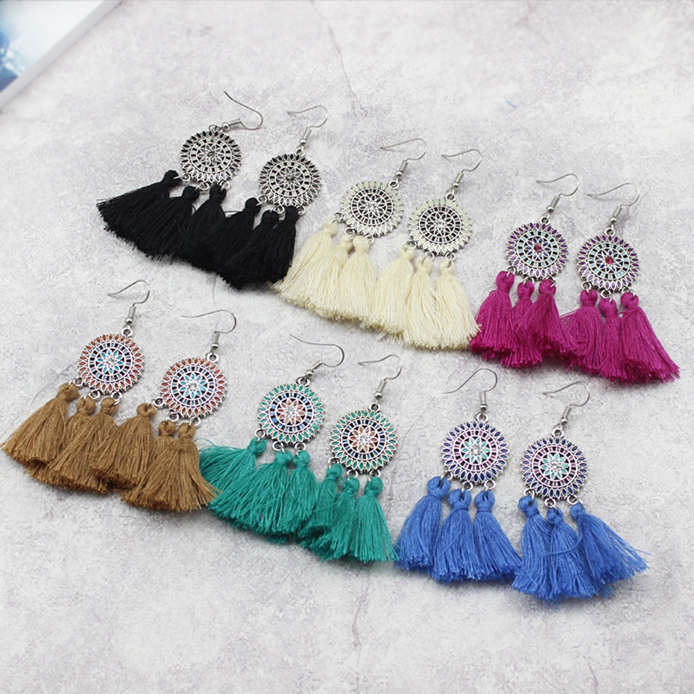 Hu Hu Hu Hu Hu Alat Bantu Pasang Kacamata♡ Anting Kait Gantung Statement Desain Bunga Mataharirumbai Panjang Gaya Boho Untuk Wanita