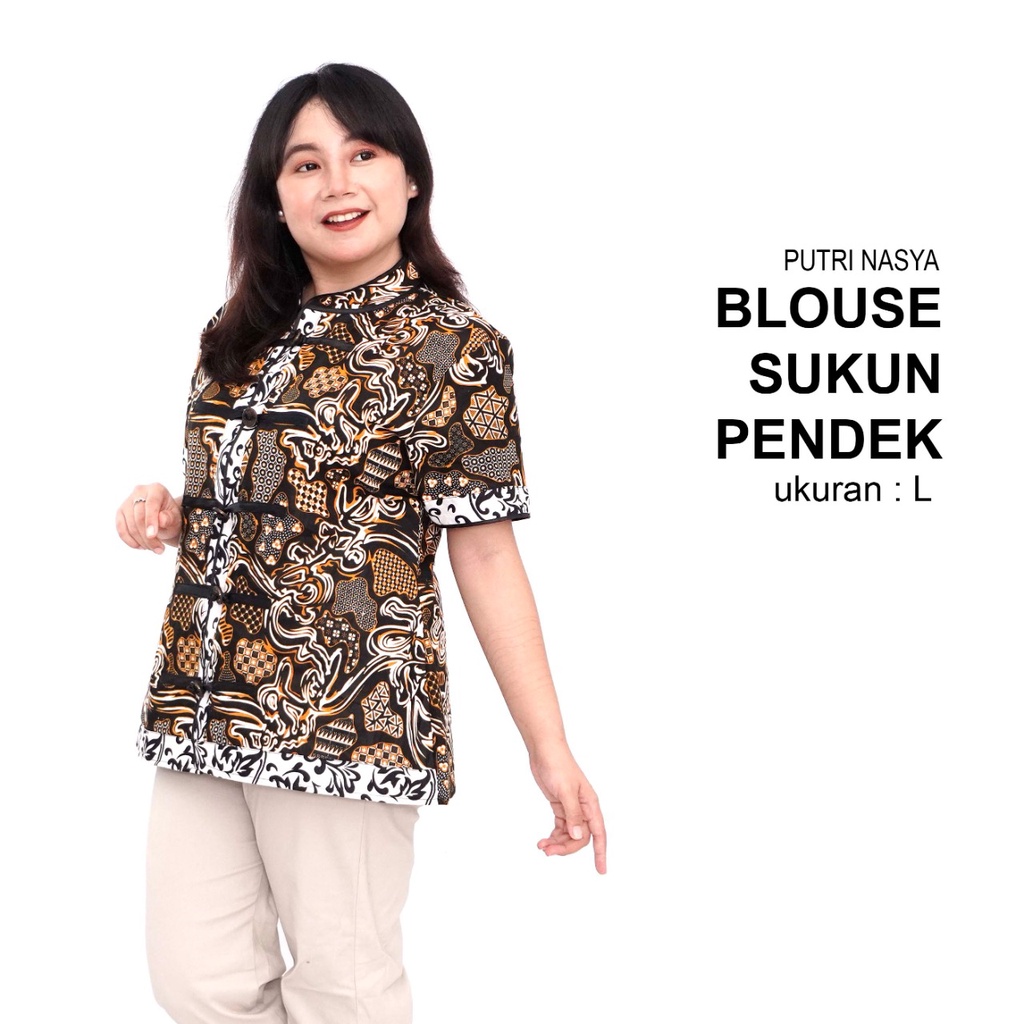 Blouse Big Size Wanita Atasan Batik Jumbo Lengkap S-M-L-XL-2L-3L-4L-5L-6L-7L Model Blus Jumbo Kerja Batik / Pakaian Batik Kekinian LD 88 Sampai LD 140